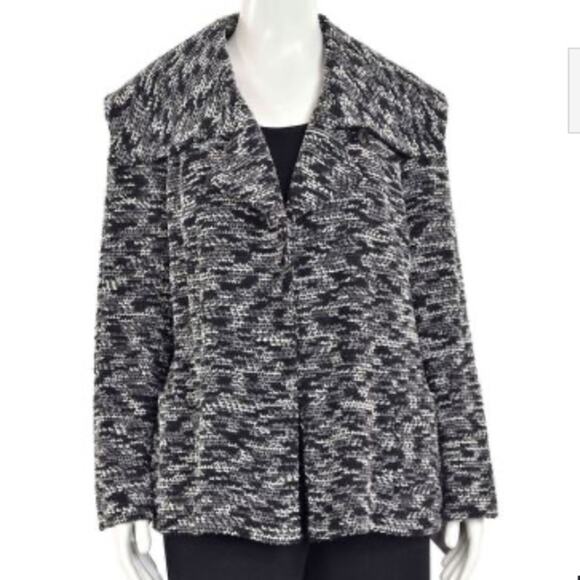 St John Collection Black & Gray Boucle Sweater Jacket Womens sz 4 - Picture 2 of 14